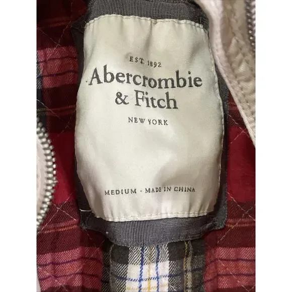 Abercrombie & Fitch Parka Jacket Coat Women’s Medium Lined Faux Fur Trim Hooded - Picture 10 of 16